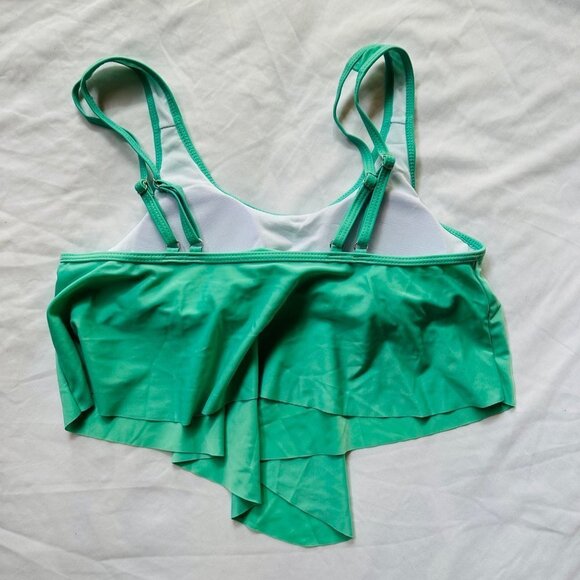 New Without Tags Turquoise Swim Top Flowy Tankini Swimsuit Size L - Picture 4 of 7